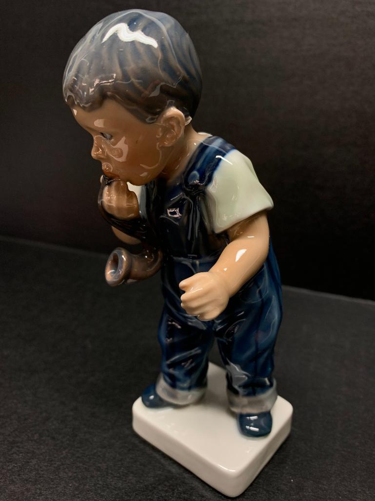 Dahl-Jenson Copenhagen Porcelain Figurine "Boy w/Pipe". This is 6" Tall - As Pictured