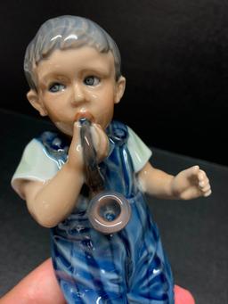 Dahl-Jenson Copenhagen Porcelain Figurine "Boy w/Pipe". This is 6" Tall - As Pictured