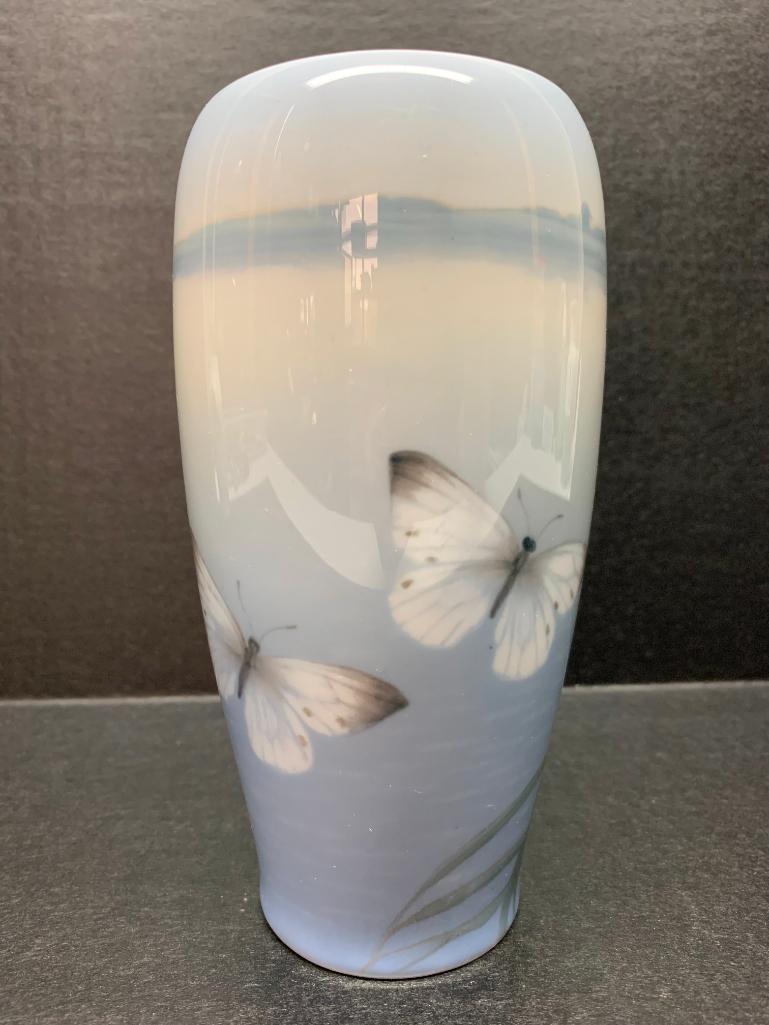 Royal Copenhagen Porcelain Vase w/Butterfly Design. This is 6.75" Tall - As Pictured