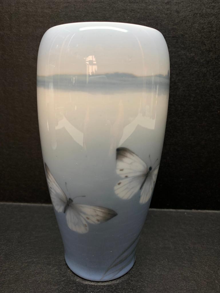 Royal Copenhagen Porcelain Vase w/Butterfly Design. This is 6.75" Tall - As Pictured