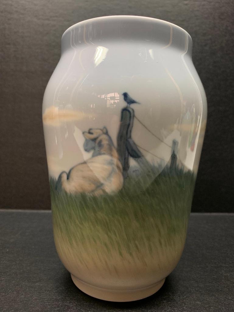 Royal Copenhagen Porcelain Vase w/Sheep Design. This is 6.5" Tall - As Pictured