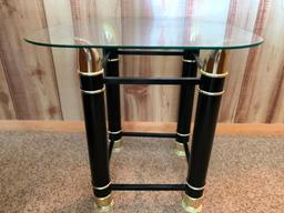 Metal w/Glass Top Side Table. This is 19" T x 19" W x 19" D - As Pictured