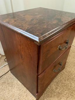 2 Drawer Wood Nightstand w/Faux Marble Top. This is 22" T x 19" W x 16" D - As PIctured