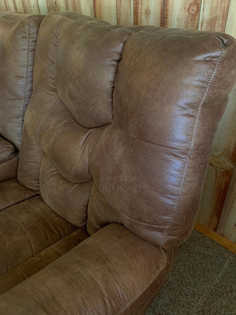 Oversized Faux Leather Double Recliner w/Cup Holders. This is 42" T x 78" L x 33" D - As Pictured.