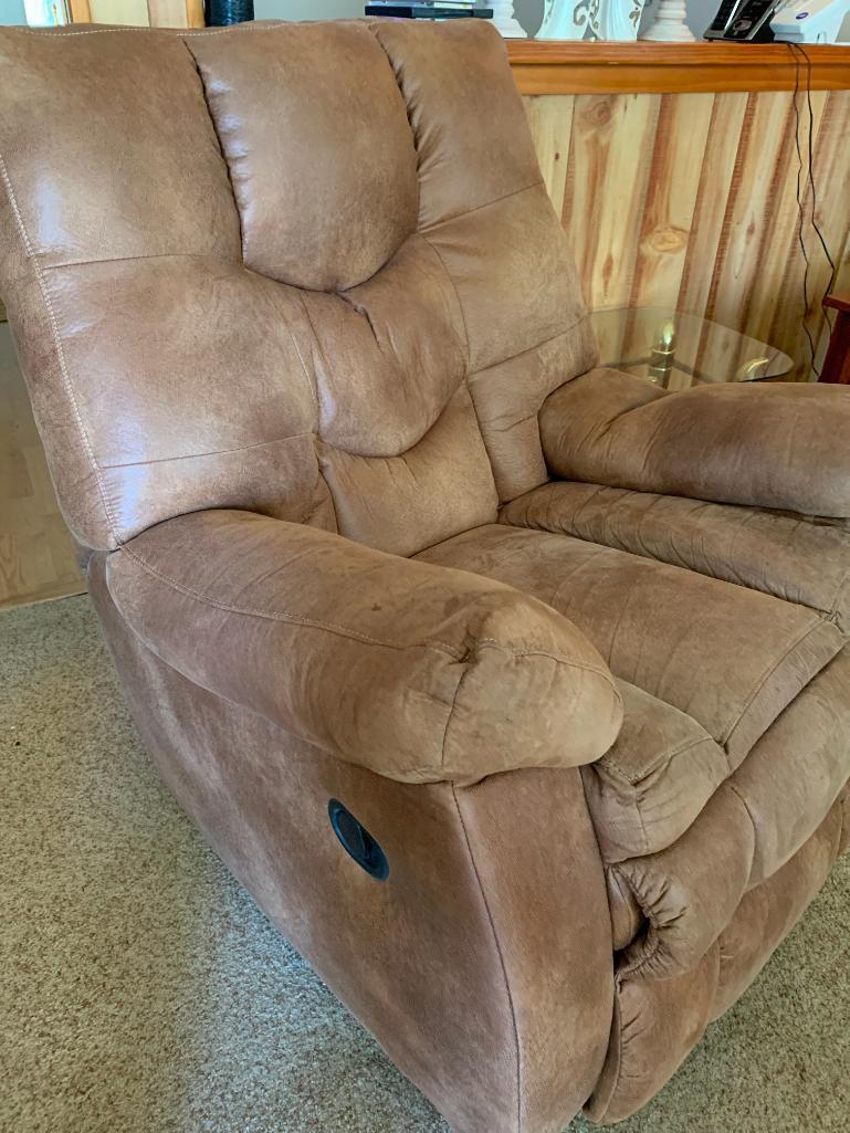 Oversized Faux Leather Recliner. This is 41" T x 31" W x 32" D - As Pictured