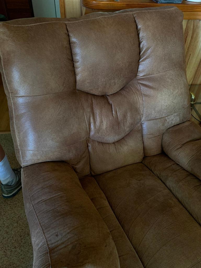 Oversized Faux Leather Recliner. This is 41" T x 31" W x 32" D - As Pictured