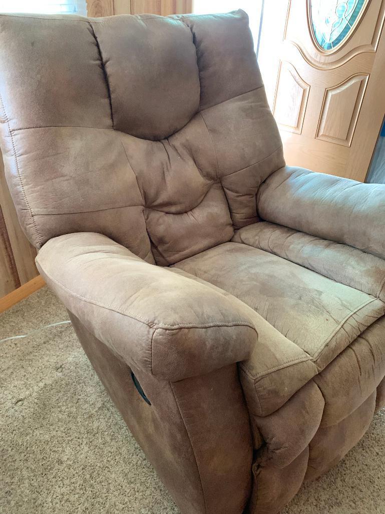 Oversized Faux Leather Recliner. This is 41" T x 31" W x 32" D - As Pictured