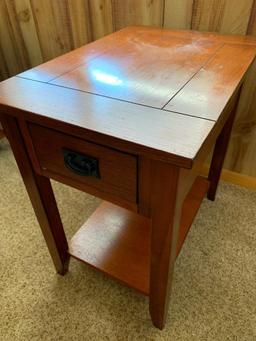 Wood Side Table w/Drawer. This is 24" T x 16" W x 24" D. - As Pictured
