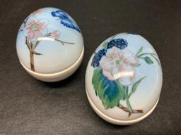 Pair of B & G Porcelain Hand Painted Egg Marked 297. They are Approx 2" Tall - As Pictured