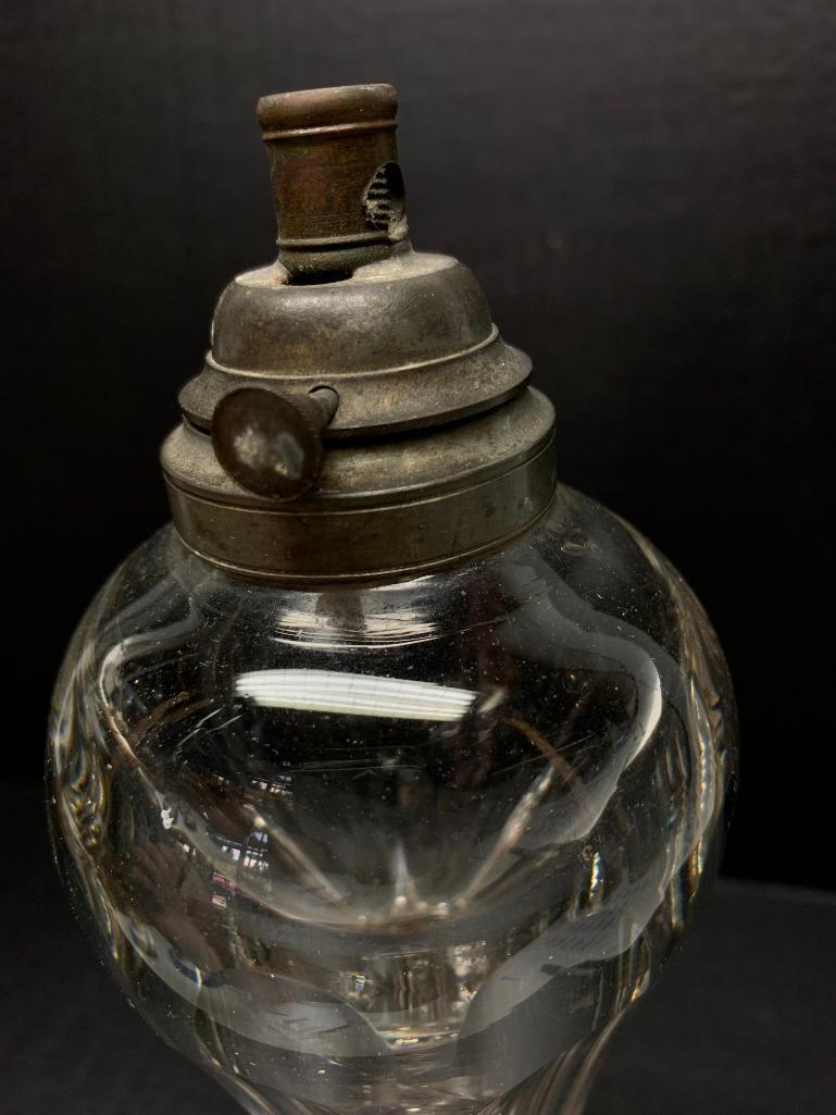 Glass Oil Lamp. This is 12" Tall - As Pictured