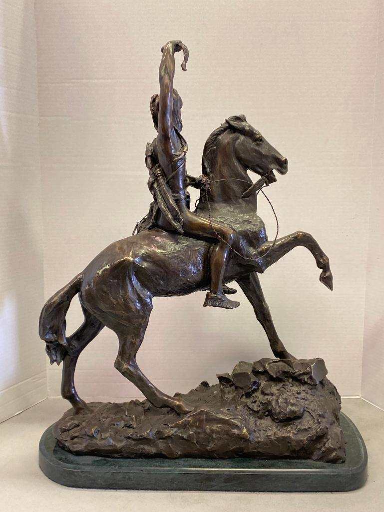 Frederic Remington "The Scout" Sculpture. This is 25" T x 20 L - As Pictured