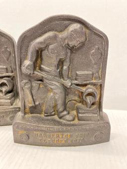 Cast Iron Bookends from Barberton, Ohio. They are 7.5" Tall - As Pictured