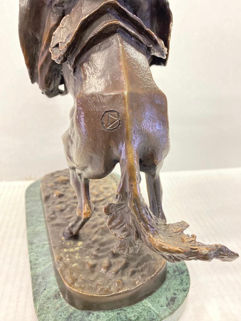 Frederic Remington Bronze Statue "Bronco Buster" Sculpture & Signed. This is 13" Tall - As Pictured