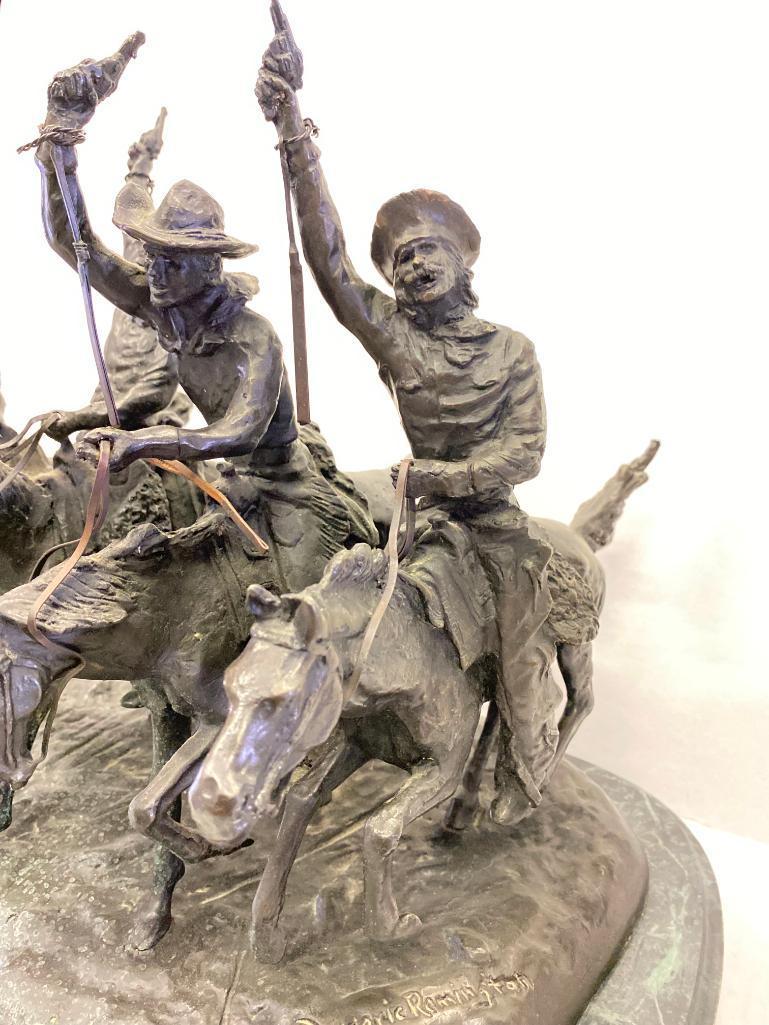 Frederic Remington Bronze Statue "Coming Thru the Rye". This is 13.5" T x 14" L. - As Pictured