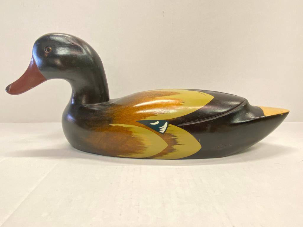 Hand Painted & Carved Wood Duck Decoy. This is 13" Long - As Pictured