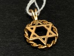 14 K Gold Jewish Star Charm.- As Pictured