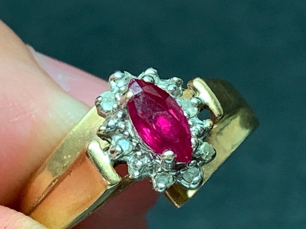 10 K Gold Ruby & Diamond Ring.The Weight is 2.7 gm - As Pictured