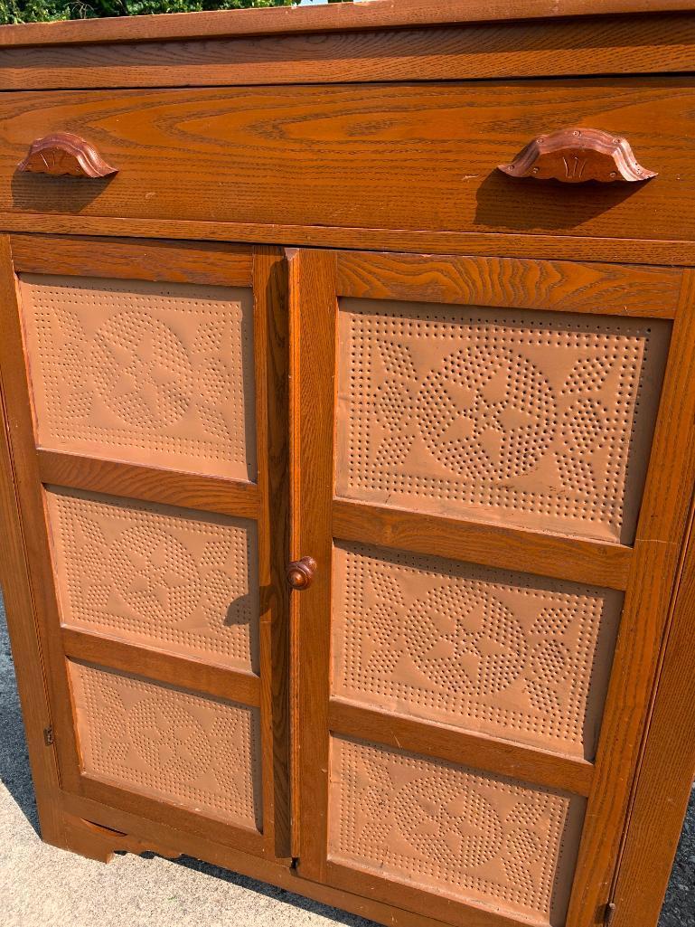 Vintage Wooden Pie Safe .This is 51" T x 41" W x 17" D - As Pictured