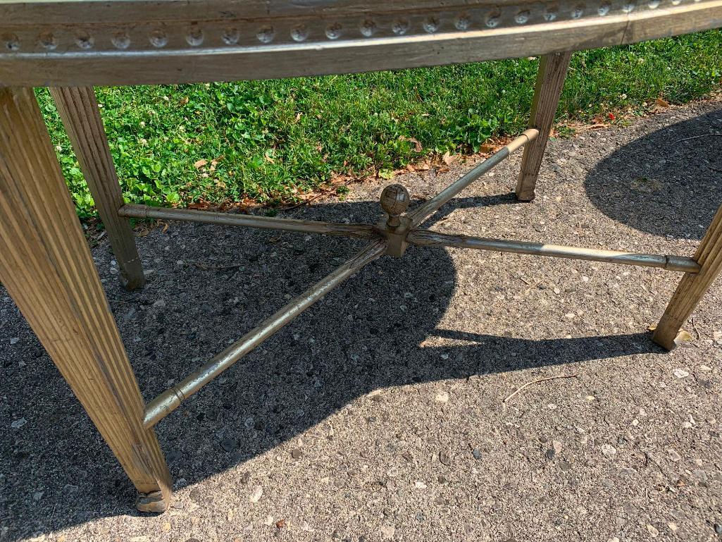 Wood Side Oval Desk with Raised Glass Top. This is 33" T x 59" L x 30" W - As Pictured