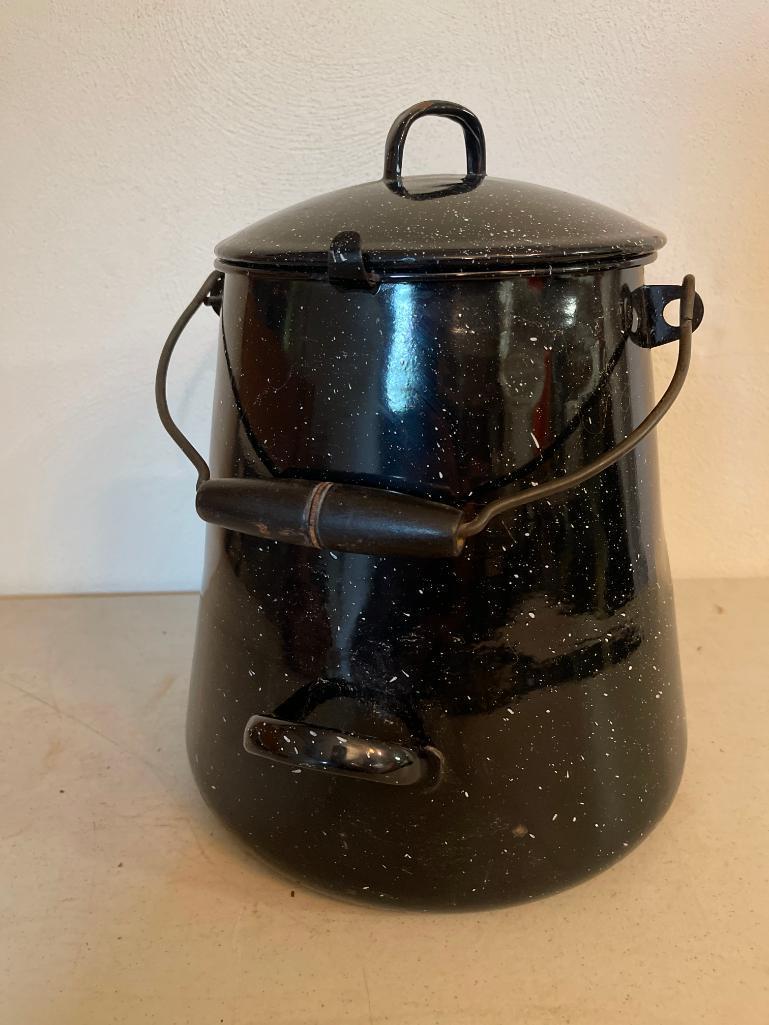 Graniteware Coffee Pot. This is Used and is 14" T x 8" D - As Pictured