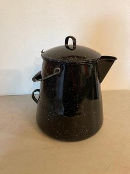 Graniteware Coffee Pot. This is Used and is 14" T x 8" D - As Pictured