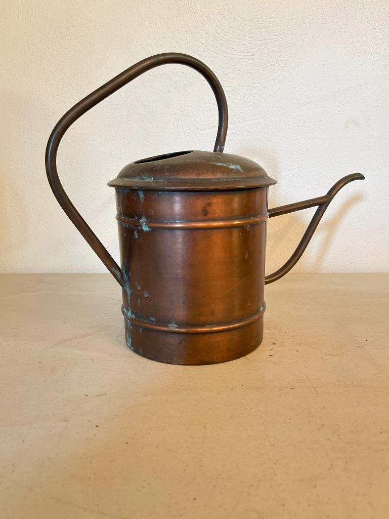 Adorable Copper Watering Pitcher w/Patina. This is 11" T x 6.5" D - As Pictured