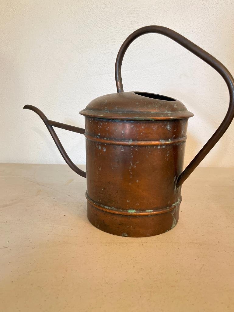 Adorable Copper Watering Pitcher w/Patina. This is 11" T x 6.5" D - As Pictured