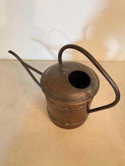 Adorable Copper Watering Pitcher w/Patina. This is 11" T x 6.5" D - As Pictured