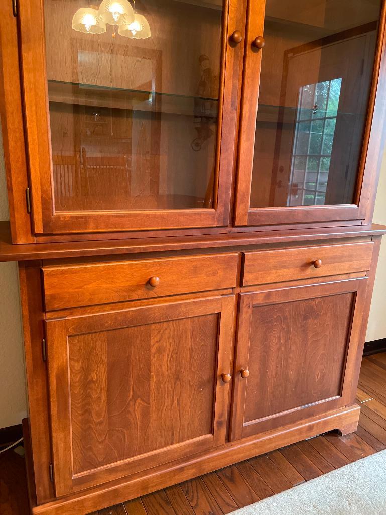 Nice 2 Piece China Hutch w/Interior Light Made in Canada. This is 79" t x 52" W x 18" D