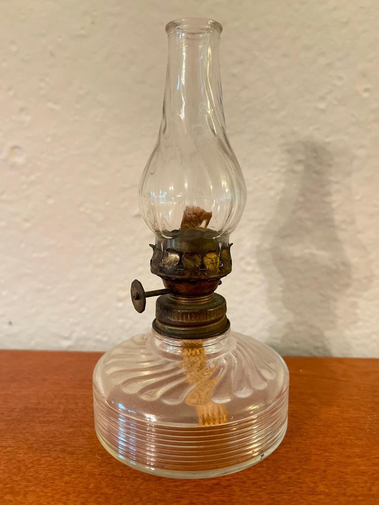 6" Tall Glass Oil Lamp. - As Pictured