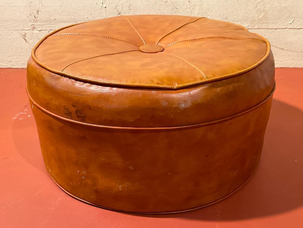 Faux Leather Footstool. This is 13" T x 23" in Diameter - As Pictured