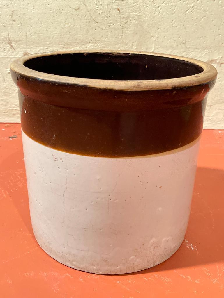 Pottery Crock. This has Some Cracks. It is 9" T x 10" in Diameter - As Pictured