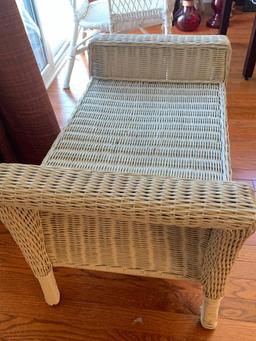 Outdoor Wicker Footstool. This is 19" T x 29" W x 17" D. In Great Shape - As Pictured