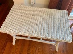 Outdoor Wicker Coffee Table. This is 18" T x 30" W x 18" D. Also in Great Shape - As Pictured