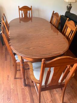 Dining Room Table & 6 Chairs (2 Captain). the Table is 29" T x 69" W x 37" D (Without Leaf)