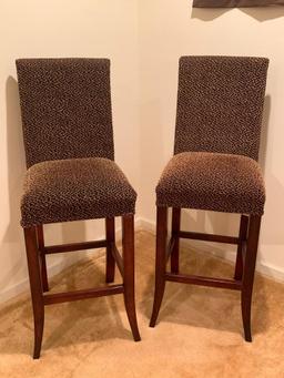 Very Nice Pair of Leopard Print Bar Stools. They 49" T x 18" W - As Pictured