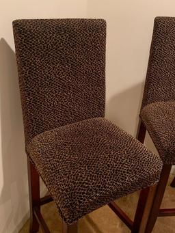 Very Nice Pair of Leopard Print Bar Stools. They 49" T x 18" W - As Pictured