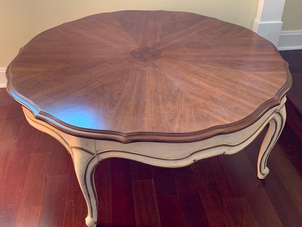 Round Coffee Table by Thomasville. This is 17" T x 39" in Diameter - As Pictured