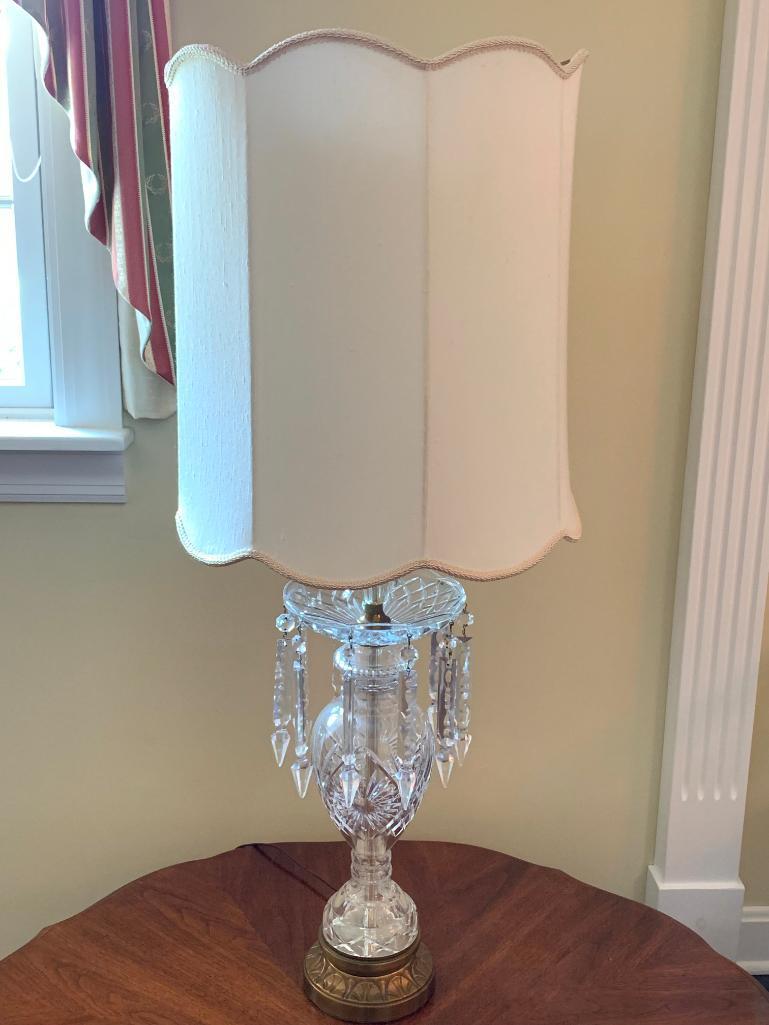 41" Glass Lamp w/Prisms & Shade - As Pictured