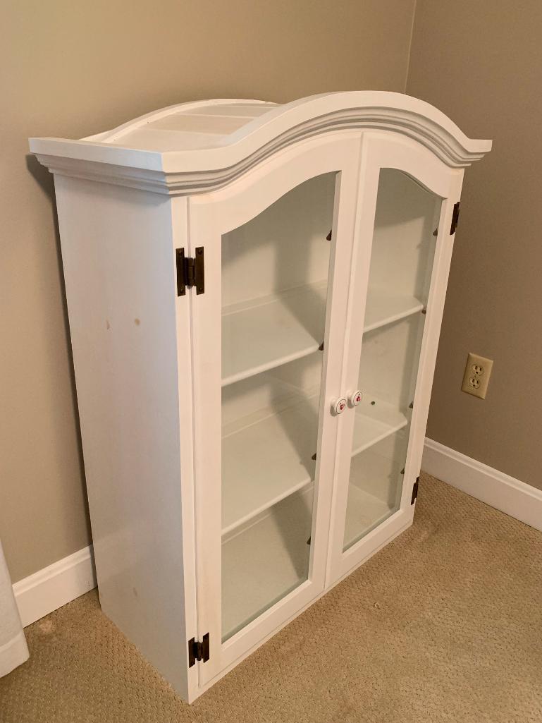 White Display Cabinet. This is 41" T x 32" W x 12" D - As Pictured