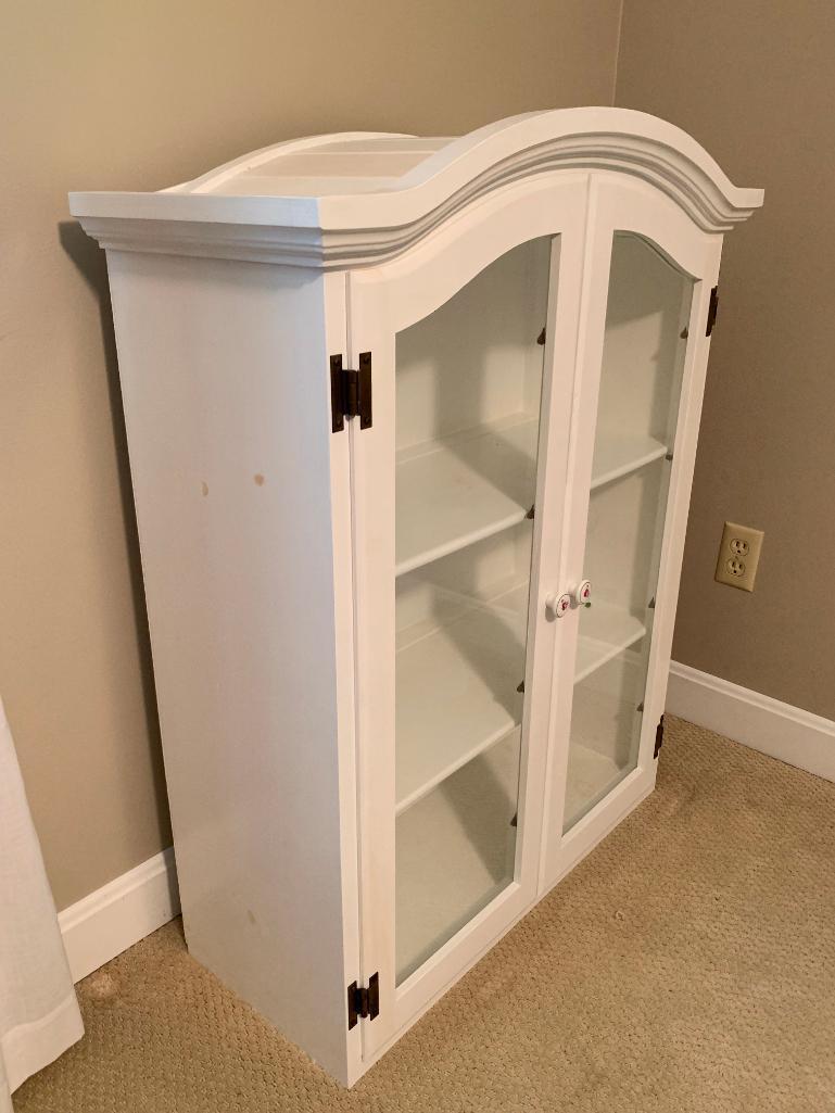 White Display Cabinet. This is 41" T x 32" W x 12" D - As Pictured