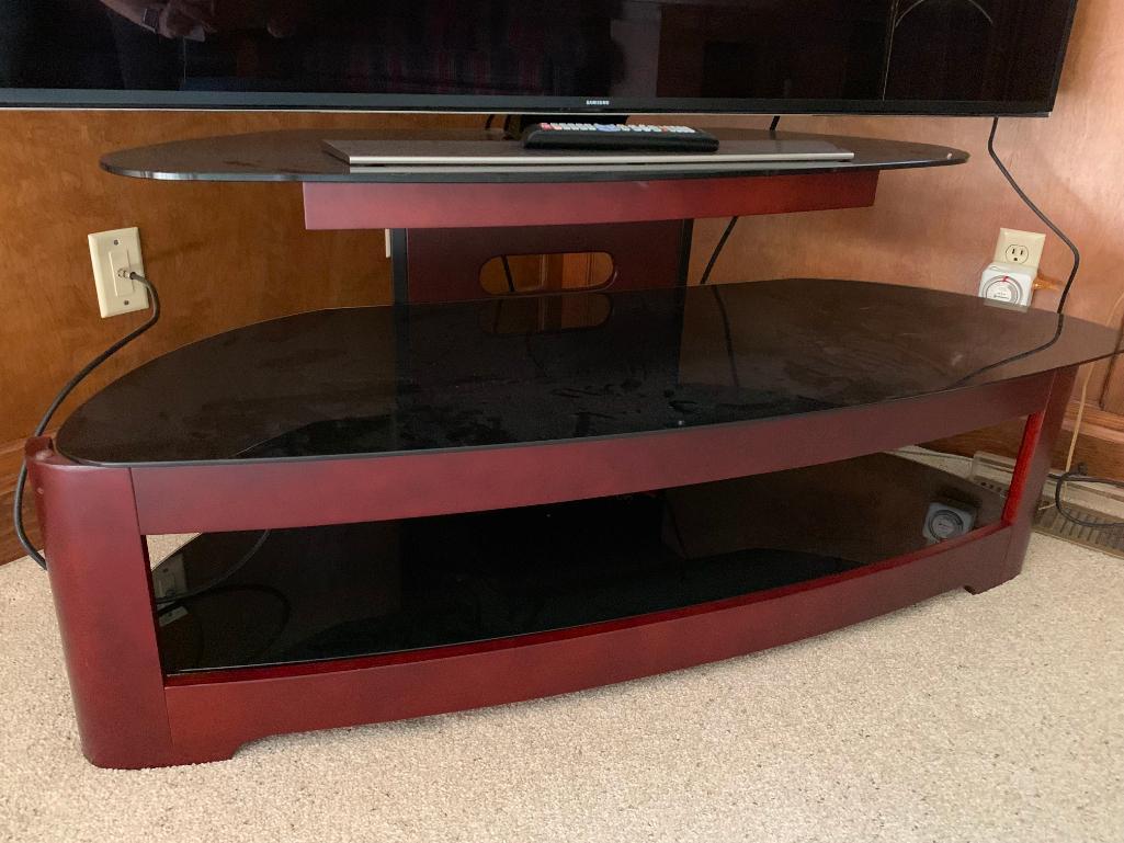2-Tier Wood and Glass TV Stand. This is 21" T x 51" W x 18" D - As Pictured