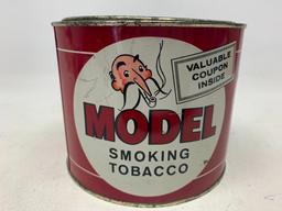 Tin Can by Model Smoking Tobacco w/Opener. This is 4.5" T x 5.5" in Diameter - As Pictured