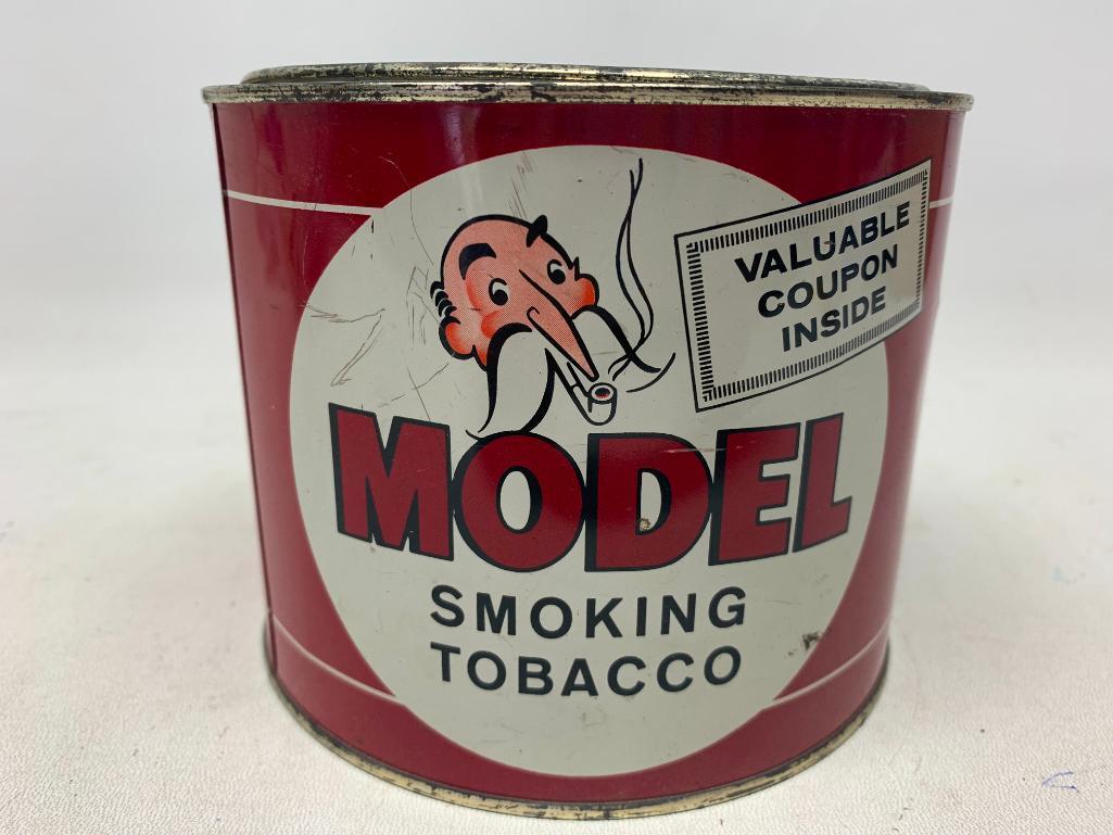 Tin Can by Model Smoking Tobacco w/Opener. This is 4.5" T x 5.5" in Diameter - As Pictured