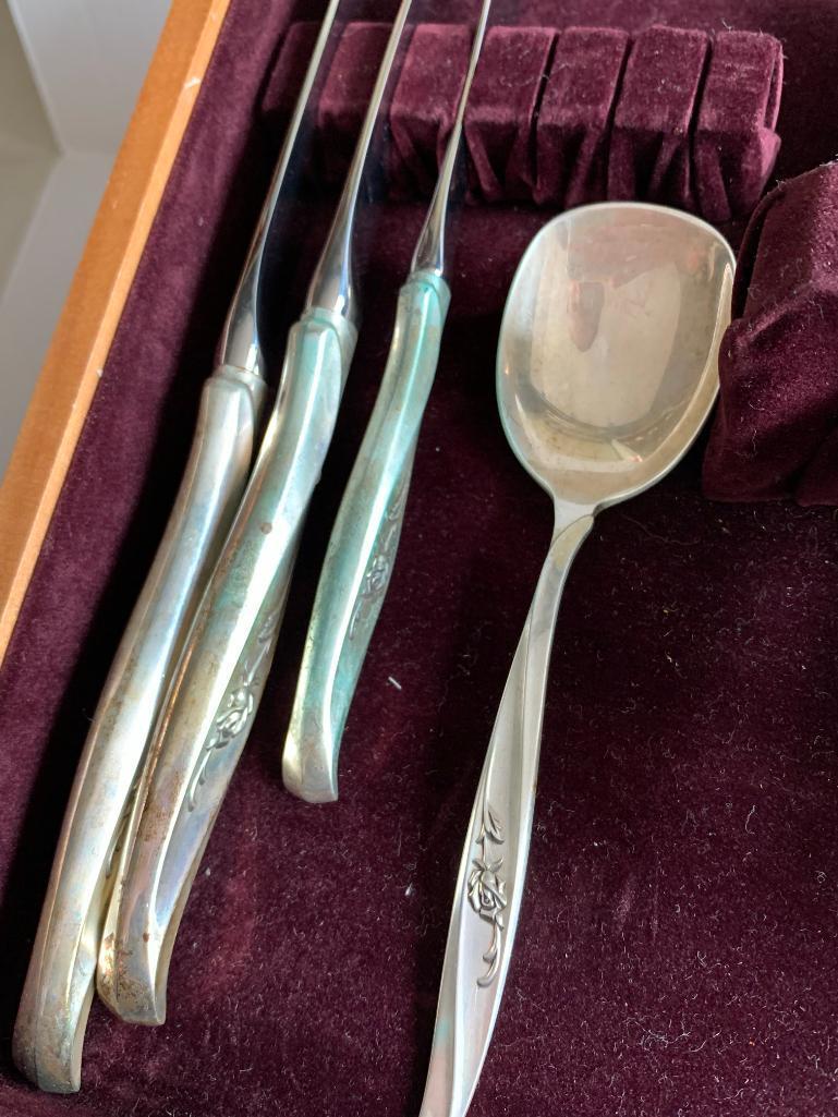 Rose Ballet by International Sterling. Sterling Set of Flatware w/Case. - As Pictured