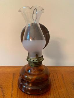 7" Glass Oil Lamp Wall Mount - As Pictured