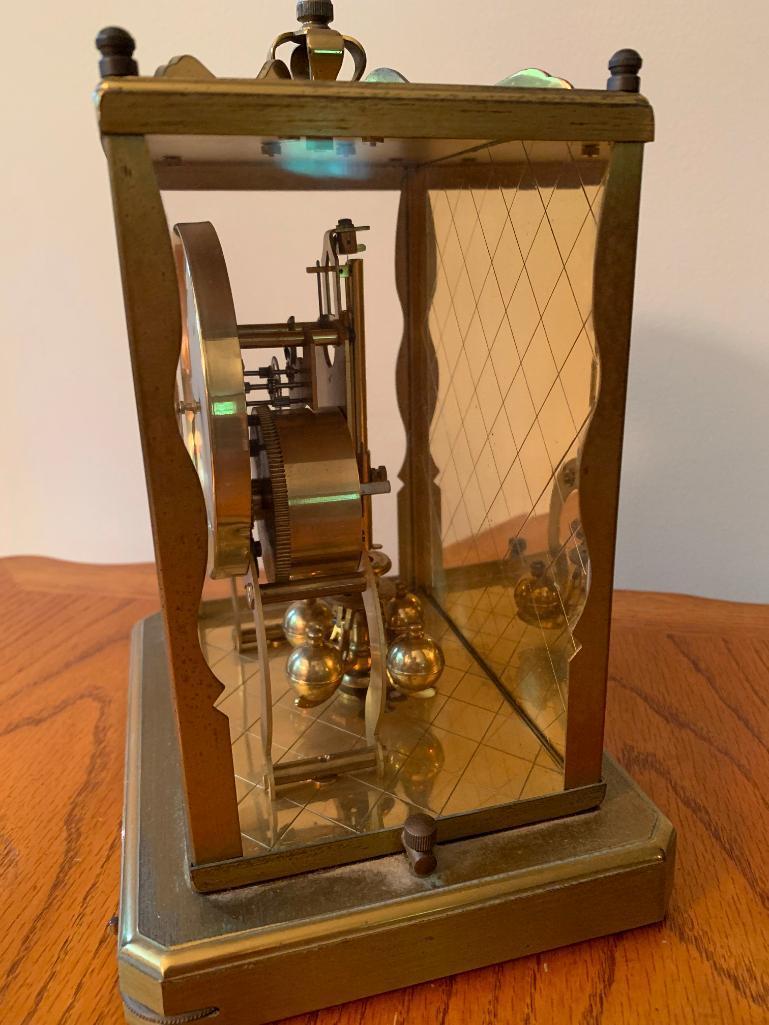 Vintage Schatz Brass Clock w/Key & Spare Suspension Wire. This is 8" T x 6.5" W x 5" D - As Pictured