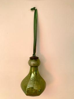 Antique Green Glass Ornament. This is 5.5" Long - As Pictured