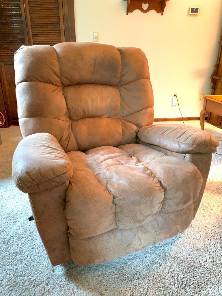 Micro Fiber Recliner. Gently Used. This is 40" T x 42" W x 32" D - As Pictured