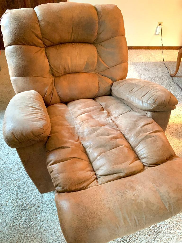 Micro Fiber Recliner. Gently Used. This is 40" T x 42" W x 32" D - As Pictured